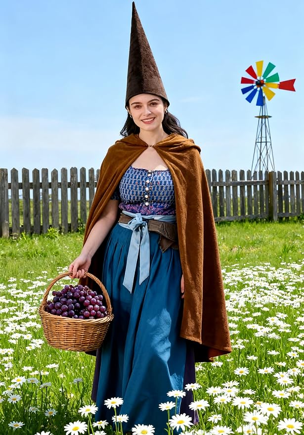 Medieval Pointed Cone Hat Renaissance Dwarf Elf Headwear - Image 6