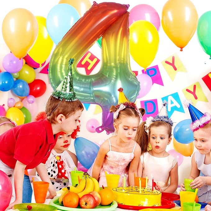 Rainbow Number 4 Balloon 40 Inch, Big Large Foil Number Balloons, Gradient - Image 4