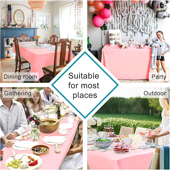 Hiasan Rose Pink Square Tablecloth - Waterproof and Spillproof Restaurant Washable Polyester Table Cloth for Dining Room, 54 x 54 Inch