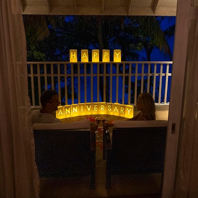 WYMM Happy Anniversary Light Up Letters, 30 Tea Lights & 2000 Rose Petals | - Image 8