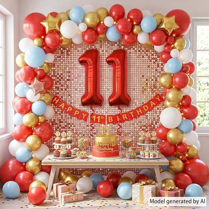 Red Number 11 Balloon 40 Inch, Foil Numeral - Image 7