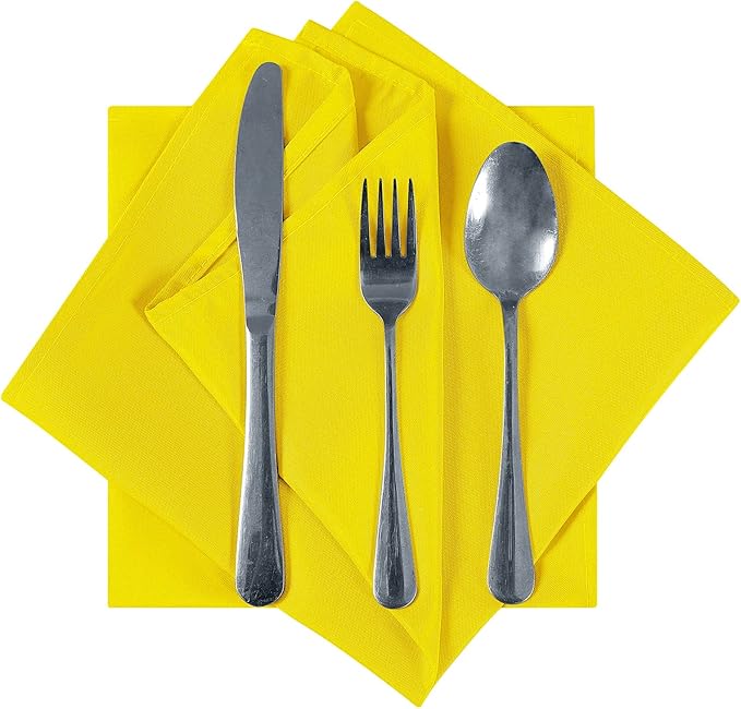 Cloth Napkins 20x20 inch Washable Polyester Dinner Napkins Soft Table Napkins for Wedding Party Dining Banquet(Yellow,25PCS)