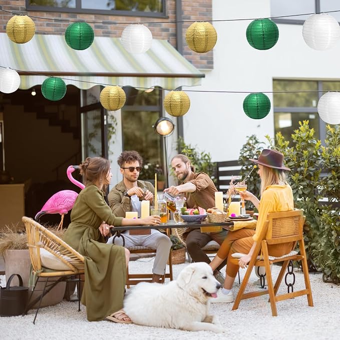 21Pcs Green Paper Lanterns, 4-10in Hanging Decor, St. Patrick's Day Party | - Image 5