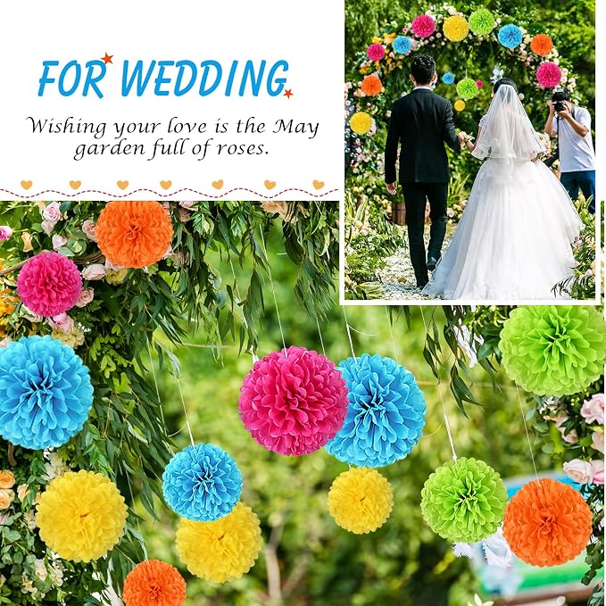 Tissue Pom Pom Paper Flower Ball Party Decorations - Image 7