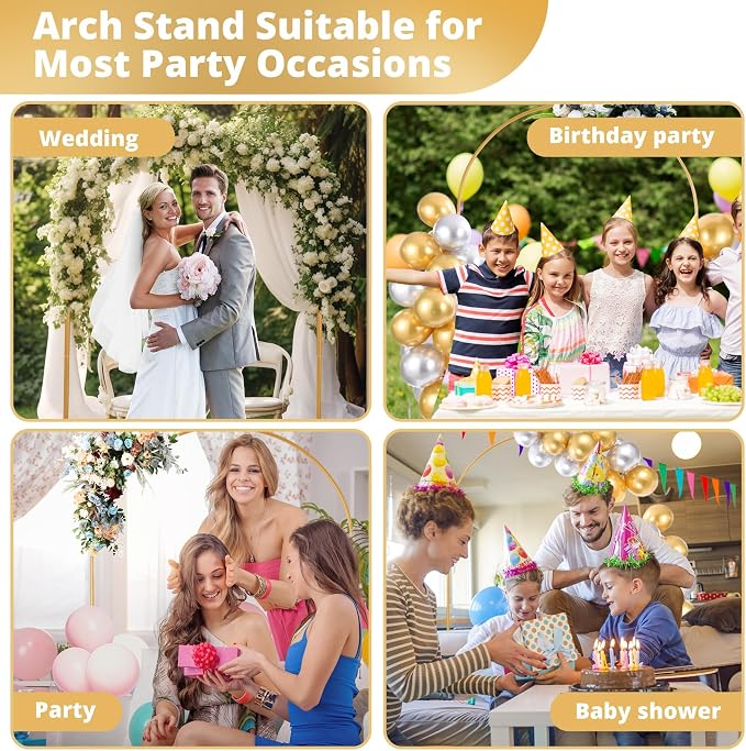 7.2 ft Gold Metal Balloon Arch Stand - Image 6