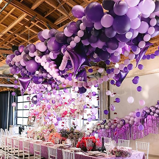 PartyWoo Lavender Balloons 101pcs Light Pastel Purple Lilac Purple Color | 12 - Image 6