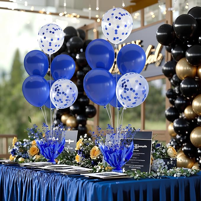 4 Set Royal Blue Table Balloons Foil Spray Centerpiece - Image 5