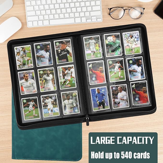 9 Pocket Card Binder,540 Pocket Trading Card Binders,Loading Pocket Collectible Card Album for MTG, TCG, Sport Card, Game Cards Dark Green