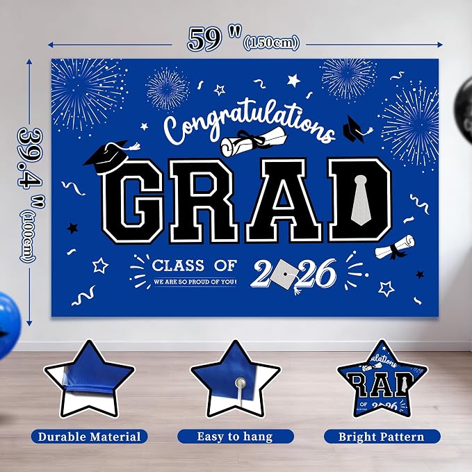 Party Spot！2026 Graduation Party Decorations-Class of 2026 Backdrop, Congrats - Image 3