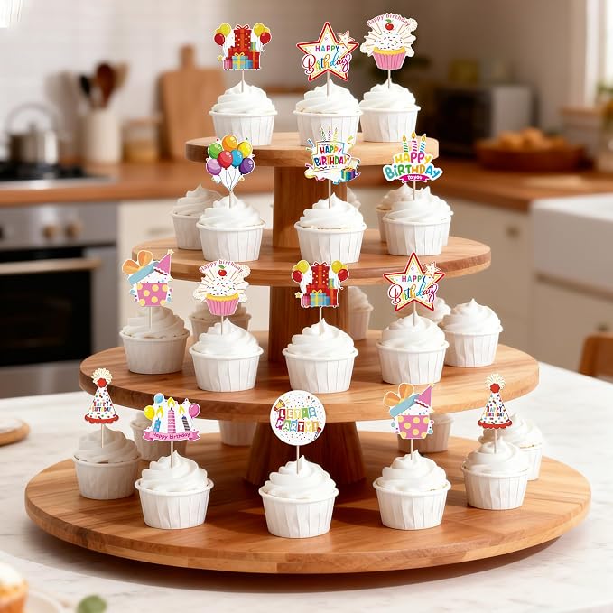 40 PCS Happy Birthday Cupcake Toppers Balloon Star Cheers Party Time Firework - Image 5