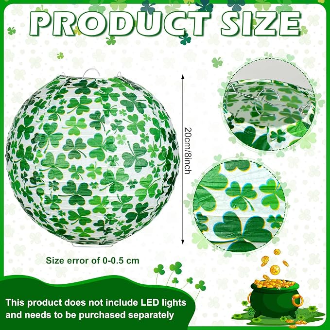 Panelee 12 Pcs St Patricks Day Party Decorations Paper Lanterns Hanging Round - Image 2