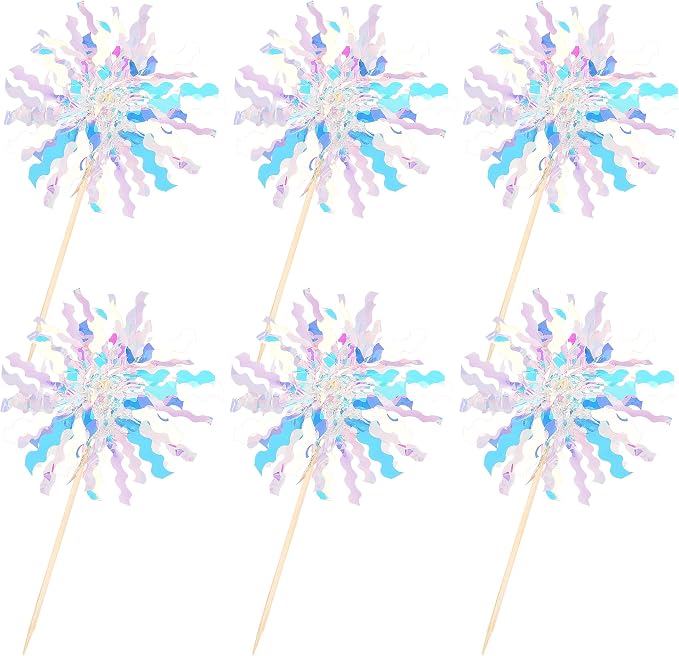 30 PCS Foil Firework Cupcake Toppers Sparkle Tinsel Cupcake Picks Happy - Image 3