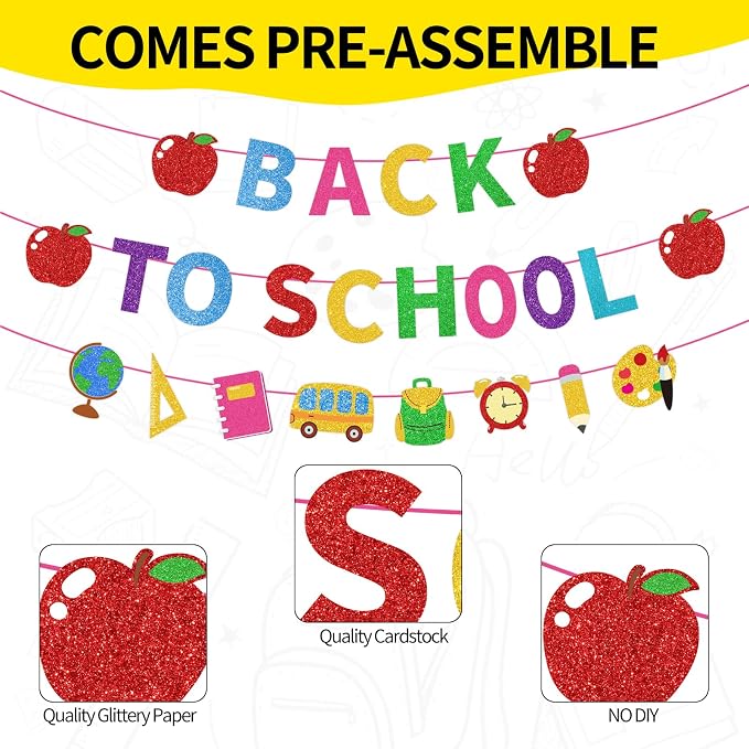 Back to School Banner Happy First Day of School Decorations Back to School - Image 3