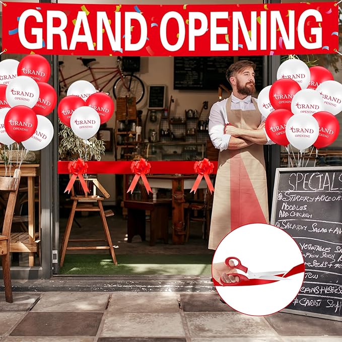 Grand Opening Ribbon Cutting Ceremony Kit Grand Opening Banner Decorations by Mixweer