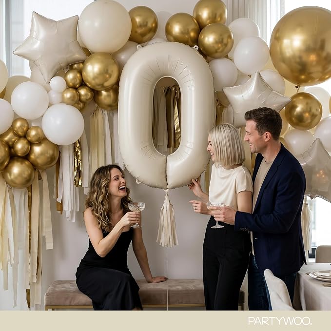 PartyWoo Number Balloons 40 Inch White Number 0 Kit 25pcs - Image 4