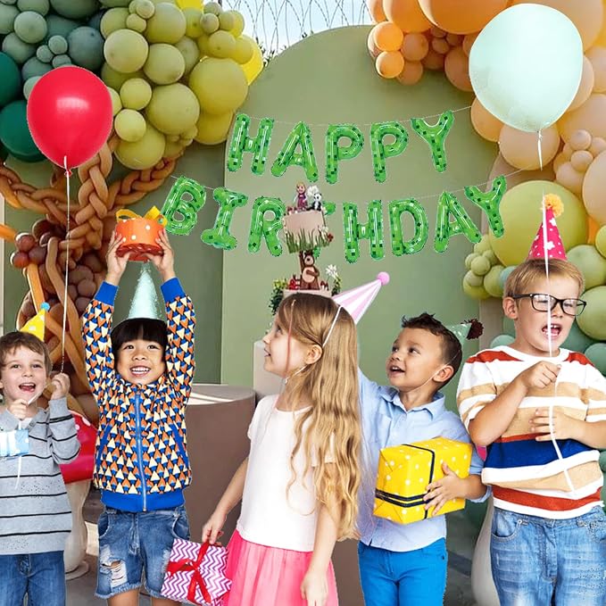 Green Pixel Miner Theme Happy Birthday Balloons Banner 16 Inch Letters - Image 7