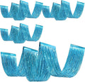 4 Pcs Light Blue 15ft Metallic Foil Ceiling Fringe Curtains, Party Decor Fringe by Breling