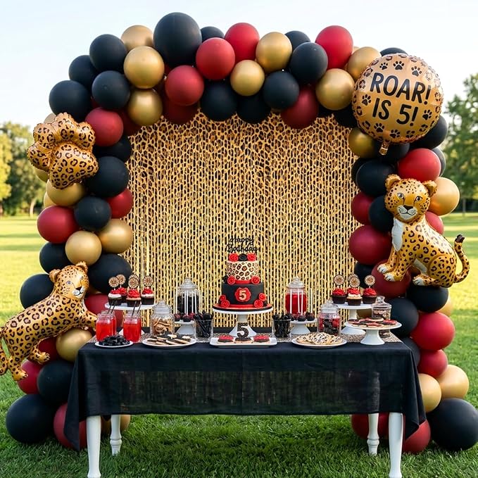 2 Packs Cheetah Prin Foil Fringe Curtain, Leopard Print Glitter Metallic Tinsel - Image 5
