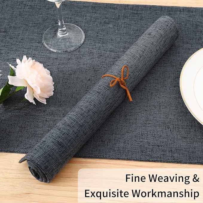 Homaxy Cloths Placemats for Dining Table Set of 8, Charcoal Gray | Heat - Image 6