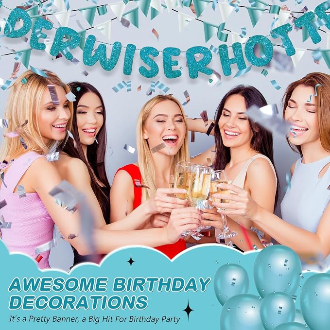 Fulmoon Set of 3 Pre Strung Older Wiser Hotter Glitter Banner Funny Birthday - Image 6