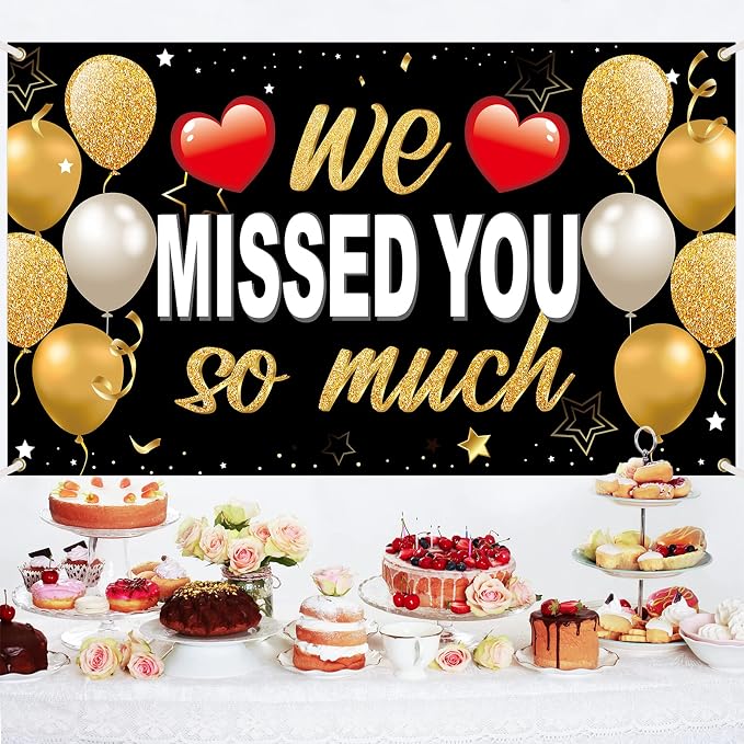 Zirtorei 2Pcs Welcome Home Decorations We Missed You So Much Banner | Black - Image 3