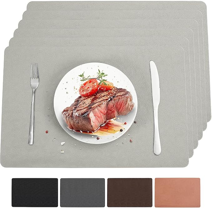 Vinyl Placemats Set of 6 Heat Resistant Easy Clean Non-Slip Place Mats by BxzanDya-LifeSmartMaker