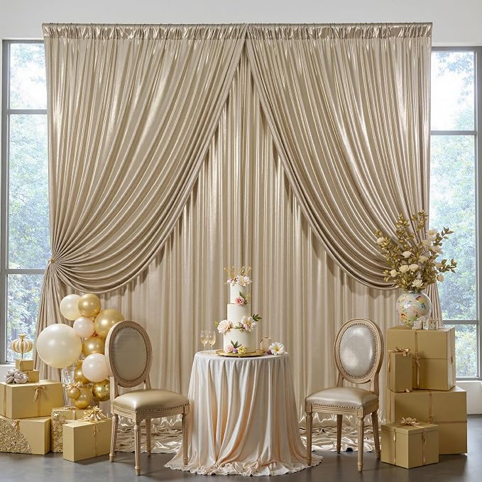 40ftx10ft Shimmer Champagne Sequin Backdrop Curtain - Image 3