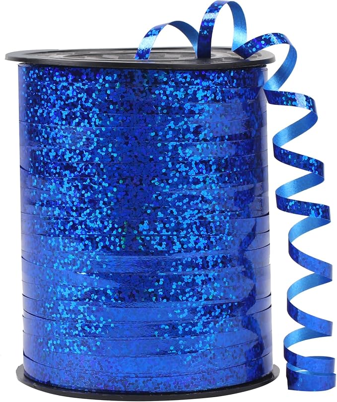 500 Yards Blue Ribbon ，Metallic Shiny Curling Ribbon use by qiqibaobao