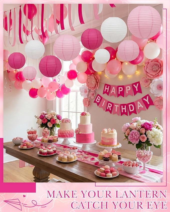Treela 48 Pcs Paper Lanterns Party Decorations Chinese Lanterns Round Paper - Image 2