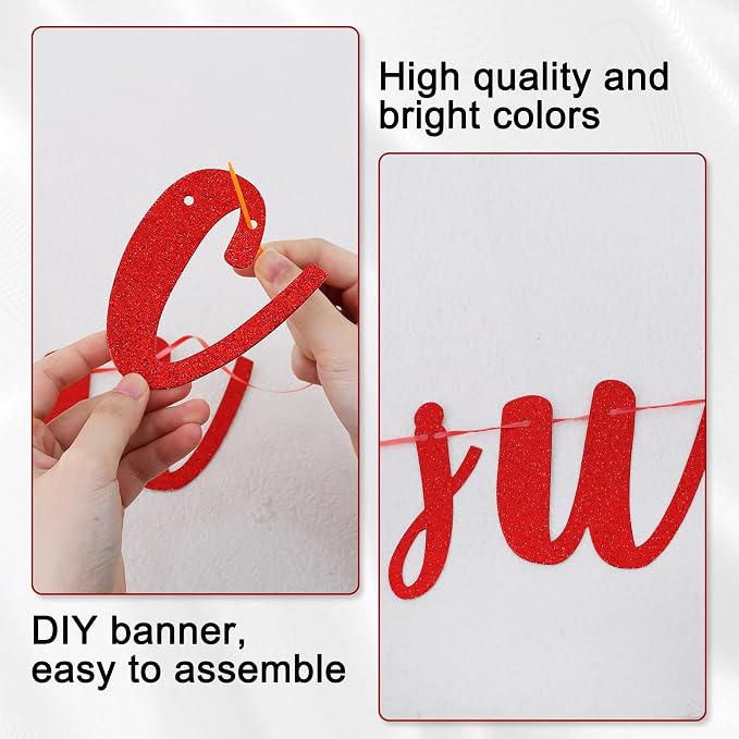 BEISHIDA Glitter Red 116 PCS A-Z DIY Letter Banner Kit Make Your Own - Image 6