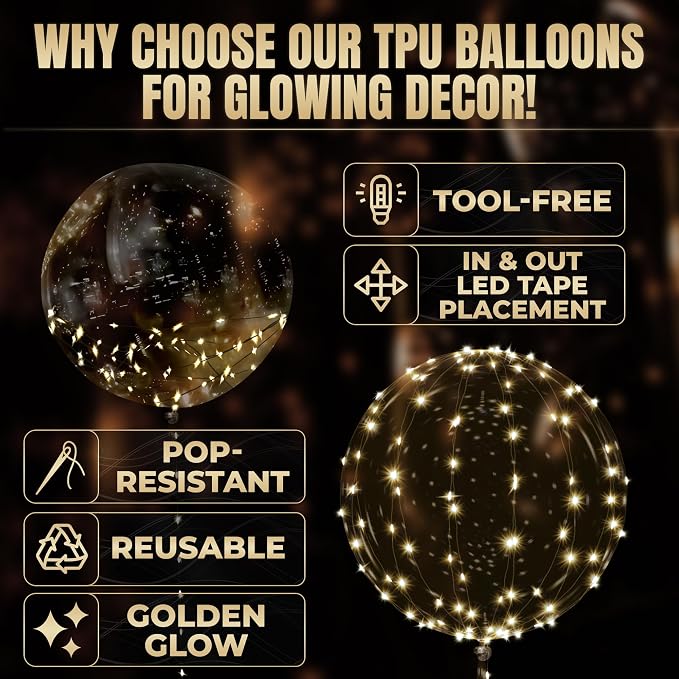 Light Up Balloons 10 Pack, 20 Inch Clear Balloons - Image 3