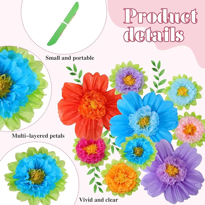 TaoBary Large Colorful Tissue Paper Flowers Giant Fiesta Paper Pom Poms - Image 4