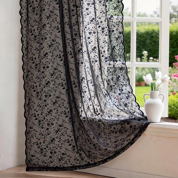 Anmao Vintage Lace Sheer Curtains 96 Inches Long - Image 7