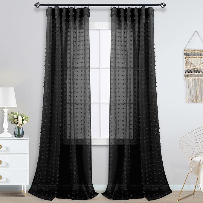 KOUFALL Black Sheer Curtains 84 Inches Long - Image 7