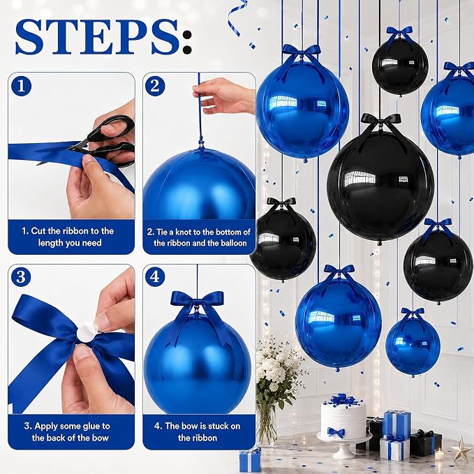 Black Blue Round Foil Balloons - Image 7