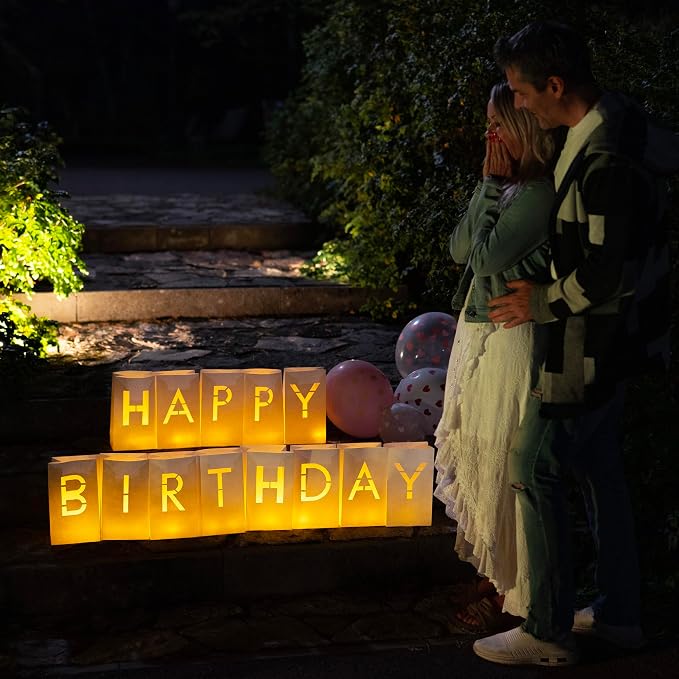 WYMM Happy Birthday Light Up Letters, 30 Tea Lights & 2000 Rose Petals | - Image 2