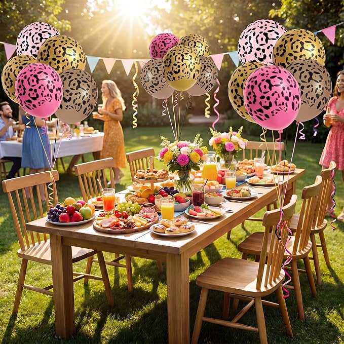 Gejoy 36 Pcs Macaron Pink Gold Khaki Cheetah Balloons Leopard Print Balloons 12 - Image 4