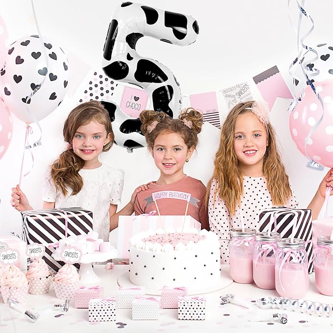 Cow Print Number 5 Balloon, 40 Inch Large Cow Pattern Foil Mylar Balloons 0-9 - Image 2