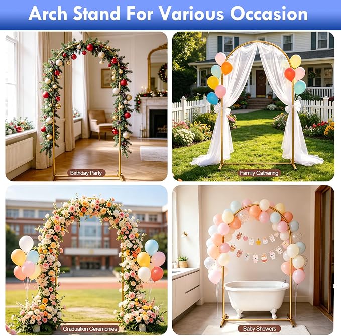 6.6FT Metal Arch Backdrop Stand, Wedding Arch Stand, Party & Birthday Decoration - Image 7