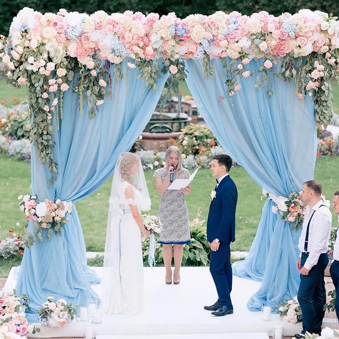 Wedding Arch Draping Fabric Backdrop Drapes 28.7" x 20FT, Baby Blue | Sheer - Image 5