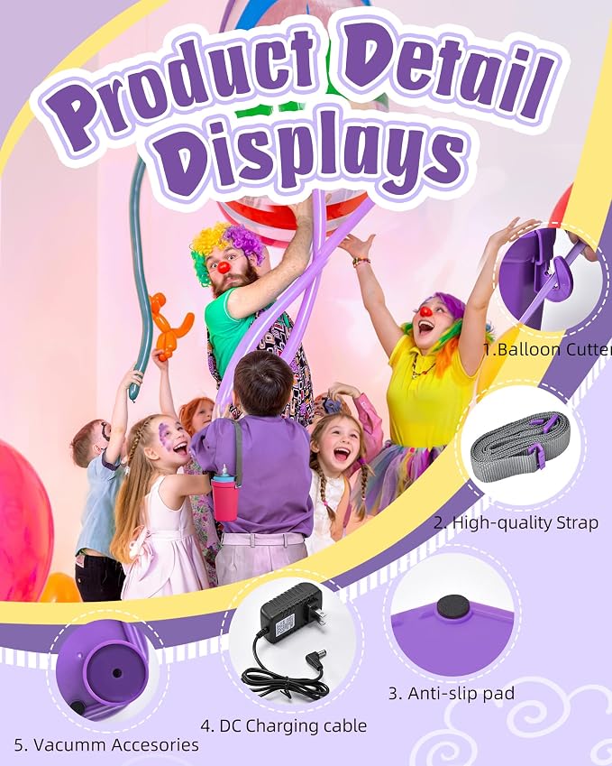 Portable Balloon Pump Electric, Rechargeable Cordless Balloon Pump Inflator - Image 7