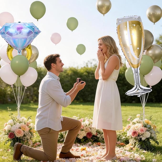 Sage Green White Gold Balloons - Image 4