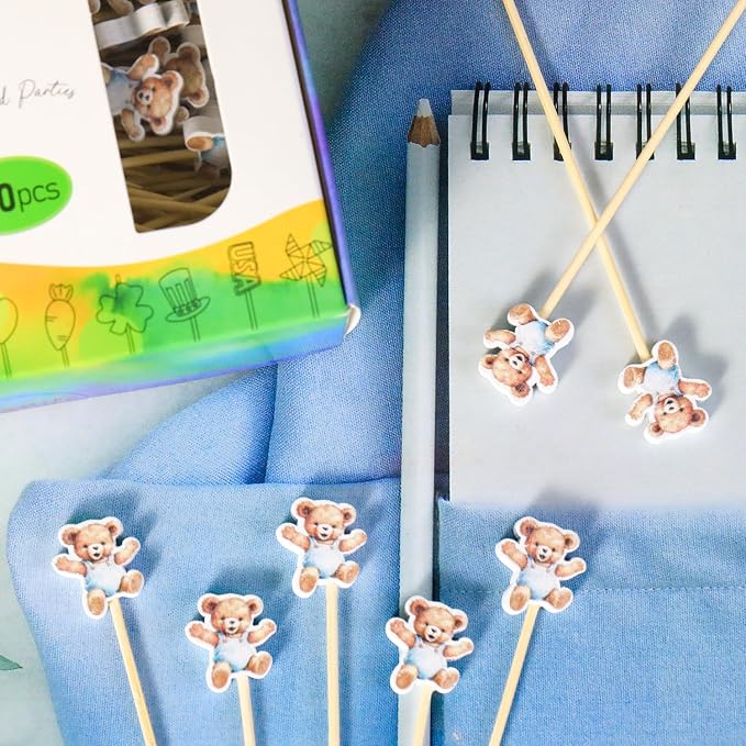 100Pcs Bear Theme Cocktail Picks We Can Bearly Wait Baby Shower Decor Long - Image 4