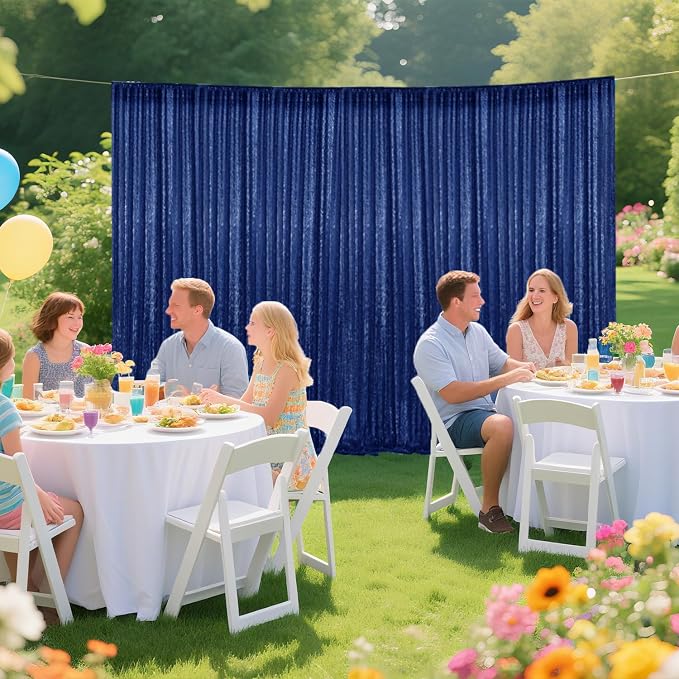 2×8FT-6PCS Navy Sequin Backdrop Curtains Panels, Photography Backdrop Glitter - Image 3