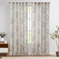 jinchan Grey Floral Linen Curtains 96 Inch Vintage Back Tab 2 Panels | Light by JINCHAN