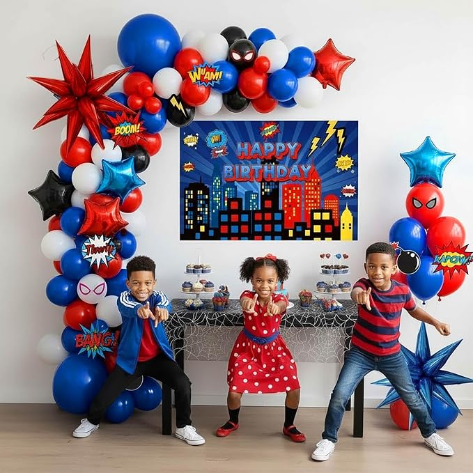 Blue Red Black white Balloon Garland Arch Kit 140PCS - Image 4