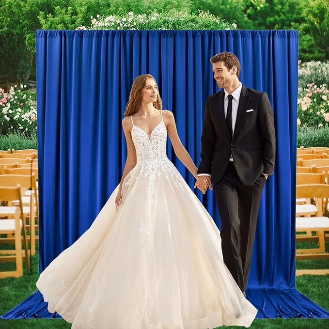 2 Panels Blue Backdrop Curtain, 10 x 7 Feet Background Curtains for Parties, Weddings, Baby Showers, Bachelorette Halloween, Christmas Birthday Party Photoshoot Backdrop Curtains Decorations