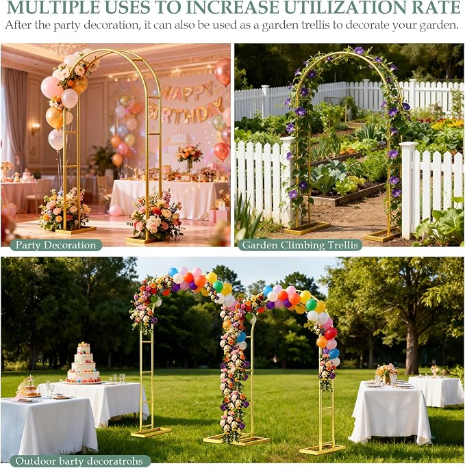 WellSign 7.2FT, 6FT Balloon Arch Backdrop Stand Set of 2 | 2PK Metal Pergola - Image 7