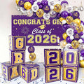 Graduation Decorations 2026 Purple and Gold Balloon Boxes, Class of 2026 GRAD by Unknown