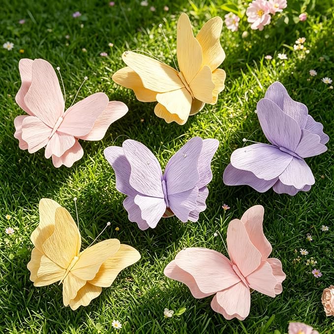 SUNBEAUTY Butterfly Party Decorations Hanging Butterfly Decorations 6Pcs Crepe by SUNBEAUTY